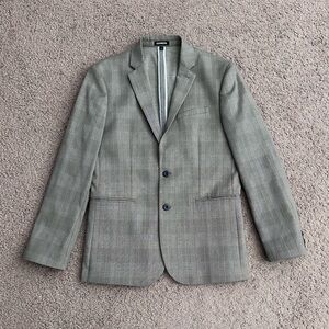 Express Slim Gray Plaid Blazer Suit Jacket Mens 38R